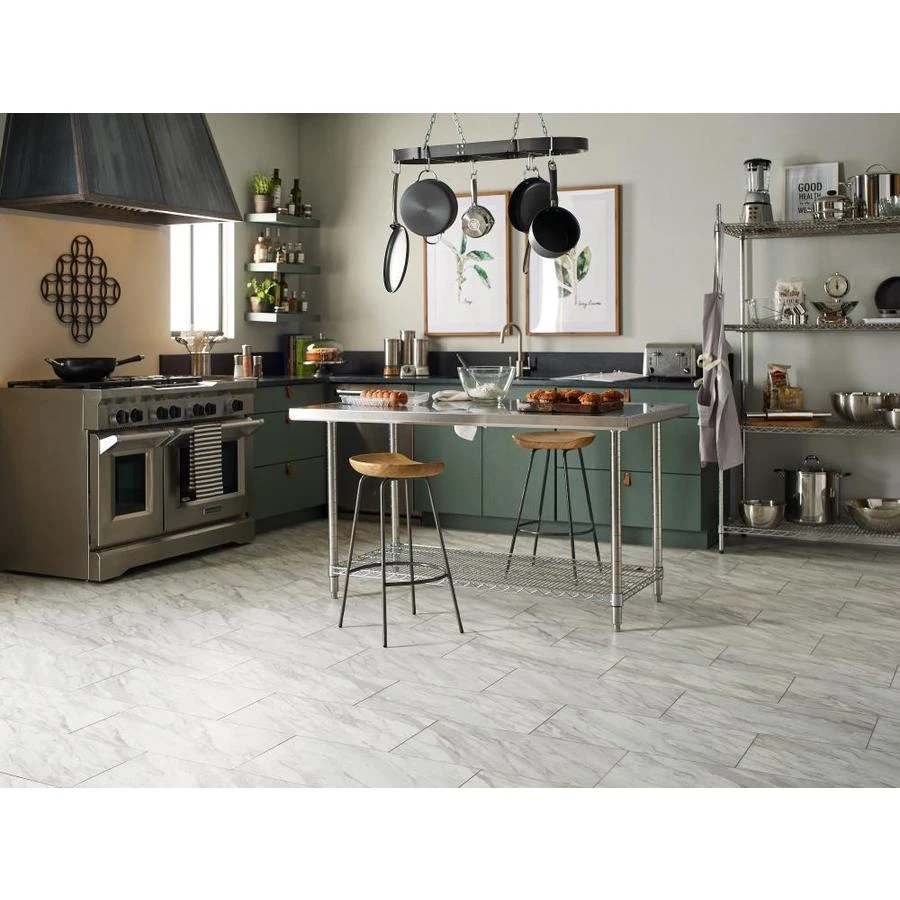 SMARTCORE Pro 8-Piece 12-in x 24-in Gardena Marble Interlocking Vinyl Tile